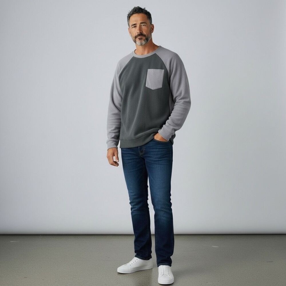Patagonia Men’s Micro D® Crew Pullover – Two-Tone Grey – Size Medium